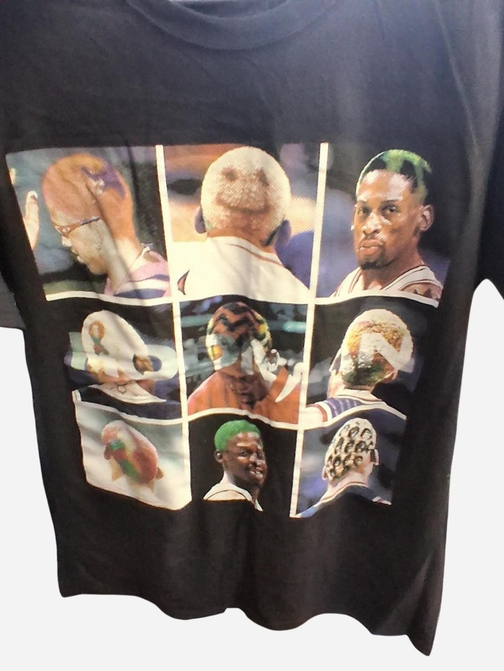 Men's Black Graphic Dennis Rodman Crewneck T-Shirt - Multicolor Print‎